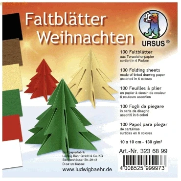 Abbildung von Ludwig Bähr Faltblätter Weihnachten 130g/qm 10x10cm VE=100 Blatt 6 Far