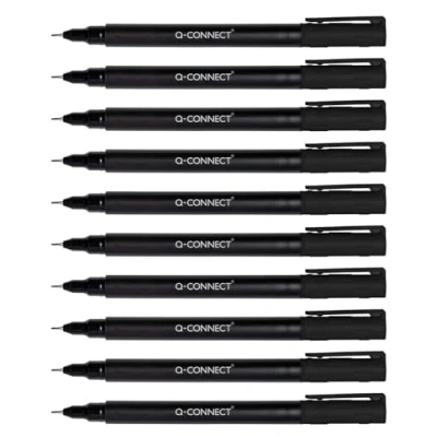 Abbildung von Q Connect CD DVD BD Marker/Marker Stift Stärke: 0,4 mm/Schwarz / 10 Stück 10er Pack/Wasserfest/zum Schreiben auf Glas, Kunststoff, Metall, Porzellan, Folie/auf Alkoholbasis/Ungiftig