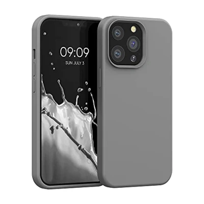 Abbildung von kwmobile Hülle kompatibel mit Apple iPhone 13 Pro gummierte TPU Silikon Handyhülle Schutzhülle für kabelloses Laden Case in Stone Dust