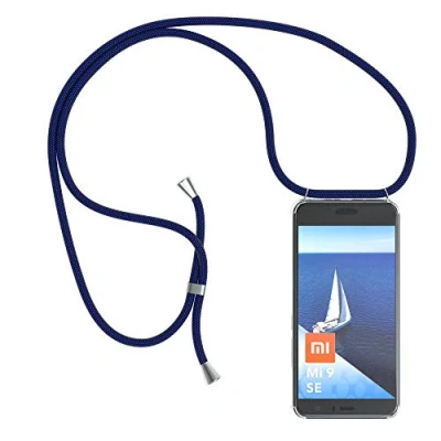 Abbildung von EAZY CASE Handykette kompatibel mit Xiaomi Mi 9 SE Handyhülle Umhängeband, Handykordel Schutzhülle, Silikonhülle schwarz, Hülle Band, Stylische Kette für Smartphone, Navy Blau