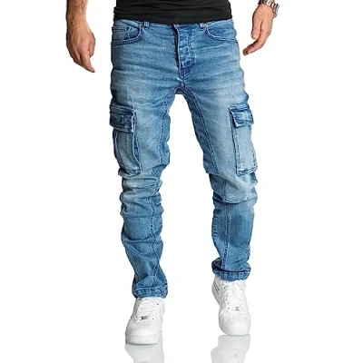 Abbildung von REPUBLIX Straight Jeans Hose Herren Regular Fit Denim Cargo