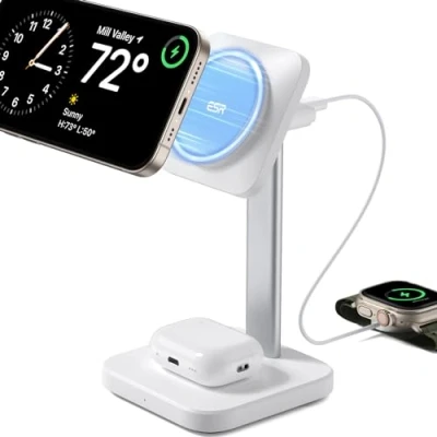 Abbildung von ESR 2 in 1 Ladestation für Apple, Magsafe iPhone [Zertifiziert], mehrere Geräte 16/15/14/13/12, Apple Watch und AirPods 4, Weiß