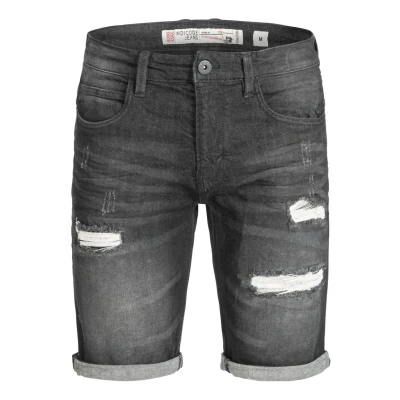 Abbildung von Indicode Herren Caden Jeans Shorts mit 5 Taschen Herrenshorts Used Look für Männer Holes Dk Grey, S
