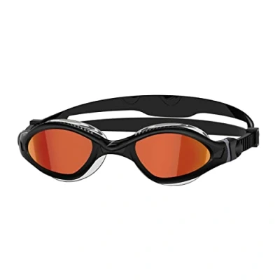 Abbildung von Zoggs Tiger LSR+ Titanium Small Schwimmbrille für Erwachsene, Schwarz/Grau/Spiegelgold