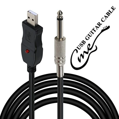Abbildung von Loopelectronic USB Aufnahmekabel für Gitarre oder Bass auf PC mit Adapter, Konverter Verbindungsschnittstelle, 6,5 mm Klinkenstecker, 3 m