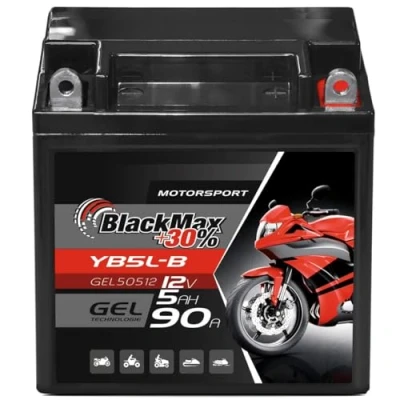 Abbildung von BlackMax YB5L B Motorradbatterie GEL 12V 5Ah 90A CB5L Batterie 50512 12N5.5 3B