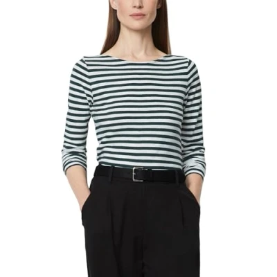Abbildung von Marc O&#039;Polo BOAT NECK Striped Langarmshirt Multi white midnight pine, Damen, Größe: XS, pine