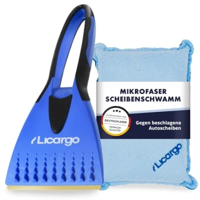 Abbildung von LICARGO Eiskratzer mit Messingklinge &amp; Scheibenschwamm kratzt schnell mühelos langlebiger Auto Messing Scheibenkratzer