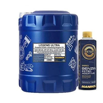 Abbildung von MANNOL 10l, 7918 Legend Ultra 0W 20 API SP (RC) Öl + Benzin Ester Additive 250ml