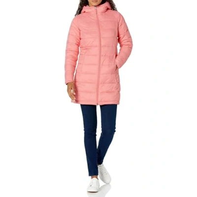 Abbildung von Amazon Essentials Damen Leichter, wasserabweisender Puffermantel mit Kapuze (erhältlich in Übergröße), Rosa, S