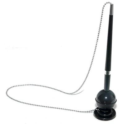 Abbildung von OFFICER PRODUCTS 17016611 01 Kugelschreiber mit Metallkette Stehend Selbstklebend/Kugelschreiberständer Kuli Classic/Farbe: schwarz/ 1 Stück