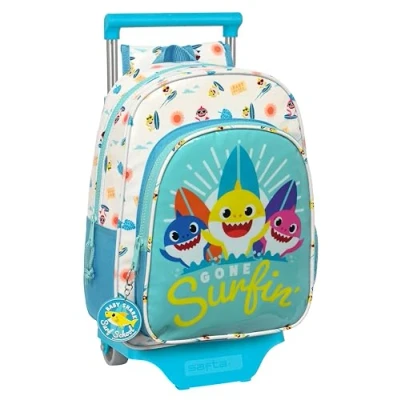 Abbildung von Safta BABY SHARK SURFING Kinderrucksack mit Trolley 705, ideal für Kinder unterschiedlichen Alters, bequem und vielseitig, Qualität Stärke, 26 x 11 34 cm, Blau Weiß, blau/weiß, Estándar,