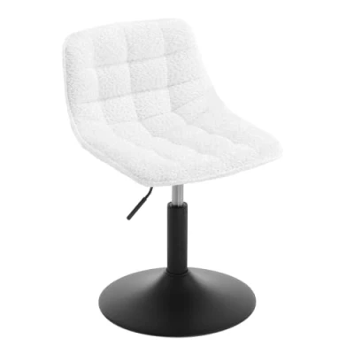 Abbildung von WOLTU Schminkhocker höhenverstellbarer Hocker mit Rückenlehne, Sitzhocker Mehrzweck Arbeitshocker Bürohocker Esszimmerstuhl, 360 drehbar, aus bequemer Chenille, Metall, Weiß, BH408ws 1
