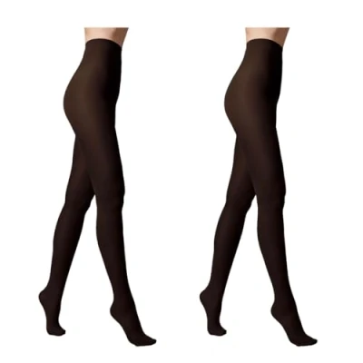 Abbildung von Conte elegant Damenstrumpfhose 50 DEN 2er Pack Netzstrumpfhose Gestrickte Mikrofaser Samt Weich Feinstrumpfhose Klassisch Verstärkte Zehen Farbe Nero Größe 6 EPISODE