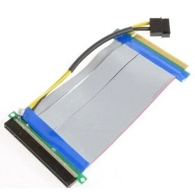 Abbildung von Cablecc PCI E Express 16x auf Riser Extender Karte mit Molex IDE Power &amp; Flachbandkabel, 20 cm