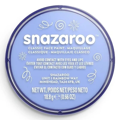 Abbildung von Snazaroo 1118366 Schminkfarbe Blassblau, 18ml Topf hautfreundliche Gesichtschminke auf Wasserbasis, wasservermalbar, parabenfrei, Face &amp; Bodypaint Farbe für Kinder Erwachsene