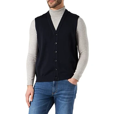 Abbildung von Maerz Herren Weste Merinowolle Superwash Pullover, Navy, Regular Fit