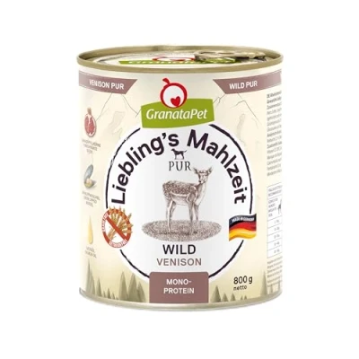 Abbildung von GranataPet Liebling&#039;s Mahlzeit Wild PUR, Nassfutter für Hunde, Hundefutter ohne Getreide &amp; Zuckerzusätze, Alleinfuttermittel mit hohem Fleischanteil hochwertigen Ölen, 6 x 800 g
