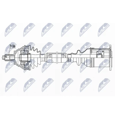 Abbildung von NTY NPW VW 184 Antriebswelle Vorderachse rechts 555 Automatikgetriebe VOLKSWAGEN: Passat B7 Variant, B6 Limousine