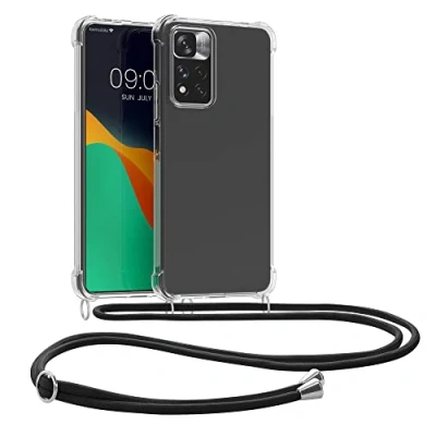 Abbildung von kwmobile Necklace Case kompatibel mit Xiaomi Redmi Note 11 Pro+ 5G / Pro Plus Hülle Silikon Cover Handykette Band Handyhülle Schwarz Transparent
