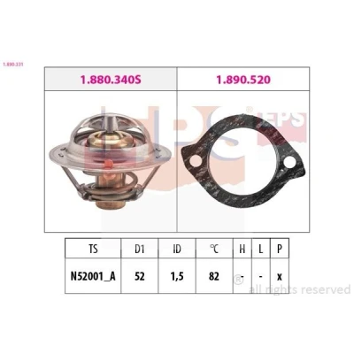 Abbildung von FACET 7.8331 Kühlwasserthermostat 82 52 Made in Italy OE Equivalent mit Dichtung KIA: Sephia / Shuma II Limousine