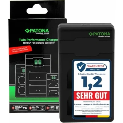 Abbildung von PATONA BLX 1 PD Performance Akku Ladegerät (max. 1500mA) USB C Mini Dual LCD PD/QC fähig (161713)