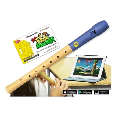 Abbildung von Voggenreiter Blockflöte aus Holz &amp; Kunststoff für Kinder ab 6 Jahre und Anfänger inkl. Flute Master (Lernsoftware App) deutsche Griffweise blauer Flötenkopf 1142 7