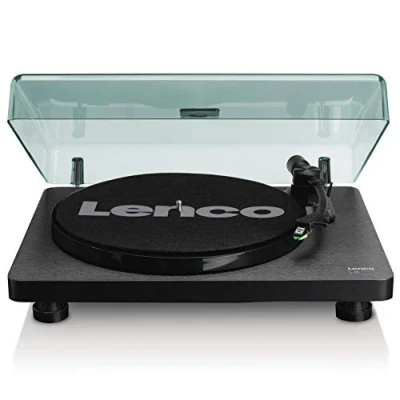 Abbildung von Lenco L 30BK USB Plattenspieler Schallplattenspieler mit Riemenantrieb 33 und 45 U/min RCA Line Out digitalisieren von Schallplatten Vorverstärker Holz