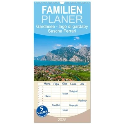 Abbildung von Familienplaner 2025 Gardasee lago di Garda by Sascha Ferrari mit 5 Spalten (Wandkalender, 21 cm x 45 cm), CALVENDO