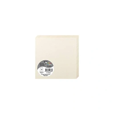 Abbildung von Clairefontaine 12886C Packung mit 25 Karten Pollen gefaltet, viereckig 13,5x13,5cm, 210g, Elfenbein Perlmutt, ideal für Ihre Einladungen und Korrespondenz, 1 Pack