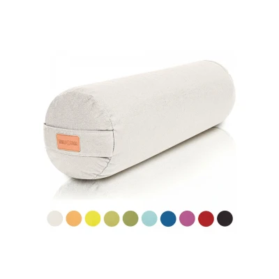 Abbildung von GORILLA SPORTS Yoga Bolster Yogakissen Ø20cm, aus 100% Baumwolle, mit Dinkelfüllung, Yogarolle, Waschbarer, Tragegriff, Yogakissen, für Restorative Yoga, Pilates