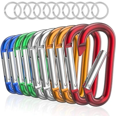 Abbildung von sprookber 3&quot; Aluminium Karabiner D Ring karabinerhaken Clips mit Federschnapphaken für Schlüsselanhänger Clip 10 Stücke