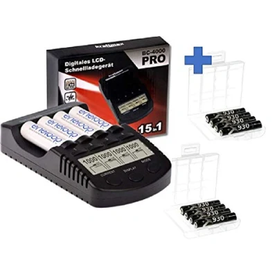 Abbildung von BC 4000 Pro Akku &amp; USB Ladegerät + 8X LSD Plus Micro AAA 930mAh Akkus 2 Box AKKUman Set (8er mit Lader)