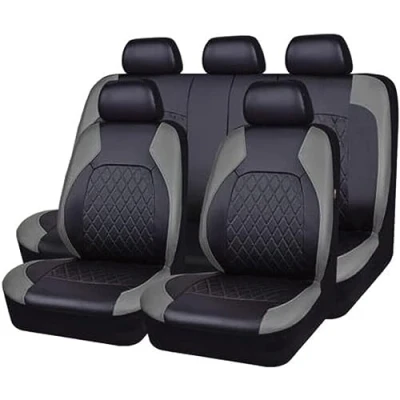 Abbildung von ESUKAR Auto Sitzbezüge Sets für Ford Fiesta’09 MK7 2011 2012 2013 2014 2015 2016 2017, 9 Stück Allwetter rutschfest Wasserdicht Atmungsaktiv Schonbezug Set Sitzkissenschutz,Grey_A