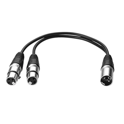 Abbildung von SIENOC 30cm Mikrofon Stecker Kabel 3pin XLR Male to Dual 2 Female Y Splitter Adapter (XLR(M) (F) x 2, Silber)