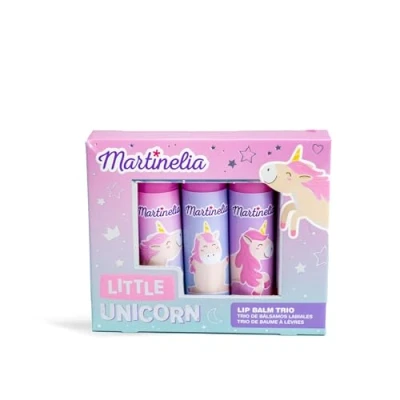 Abbildung von MARTINELIA Trio Lippenbalsam Einhorn für Kinder Sortiment mit 3 feuchtigkeitsspendende Lippenstifte Geschenk Mädchen