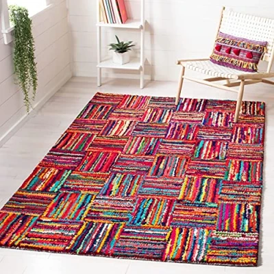 Abbildung von SAFAVIEH Traditionell Teppich für Wohnzimmer, Esszimmer, Schlafzimmer Nantucket Collection, Kurzer Flor, Multi, 91 X 152 cm