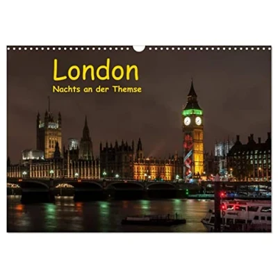 Abbildung von London Nachts an der Themse (Wandkalender 2025 DIN A3 quer), CALVENDO Monatskalender