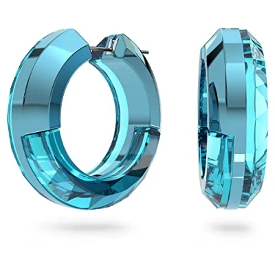 Abbildung von Swarovski Lucent Kreolen, Statement Ohrringe mit blauen Kristallen