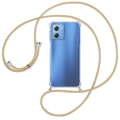 Abbildung von mtb more energy® Handykette kompatibel mit Motorola Moto G54 5G Caramel Smartphone Hülle zum Umhängen Anti Shock Full TPU Case