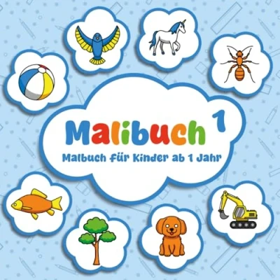 Abbildung von Malbuch Kinder Ausmalbuch: &amp; Kritzelbuch für ab 1 Jahr 60 Motive zum Ausmalen Mädchen und Jungen Malibuch1