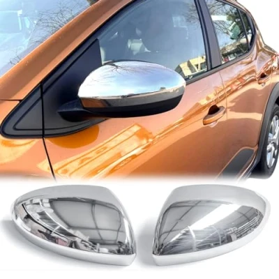 Abbildung von RECAMBO Rückspiegel Abdeckkappe aus Edelstahl kompatibel für Renault Megane IV BJ ab 2016&gt; EIN Paar Chrom Auto Spiegel Kappen