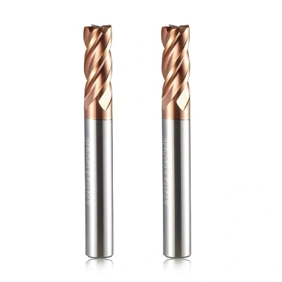 Abbildung von 6mm CED Fräser Schaftfräser Hartmetall 4 Flöte, 2 Stücke TiSiN Coat Spiralfräser Bit VHM CNC Bohraufsätze/Schaftfräser Bit, 55 HRC Schneide Drill für Stahl, Aluminiumlegierung, Kupfer