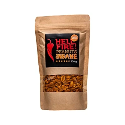 Abbildung von I LOVE SPICY Hellfire Peanuts Insane 300 g Extrem Scharfe,Geröstete Erdnüsse Gewürzt mit Carolina Reaper Chili Pfeffer Schärfe 5/5