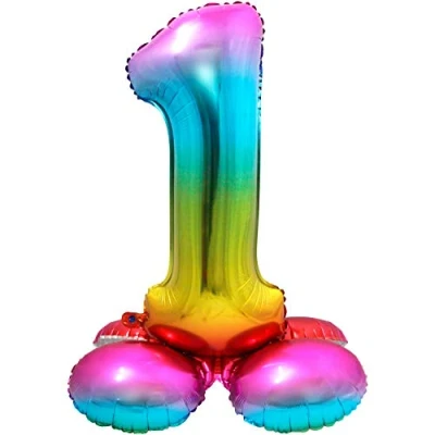 Abbildung von Figurenballon 1 Stehbar Regenbogen 72 cm