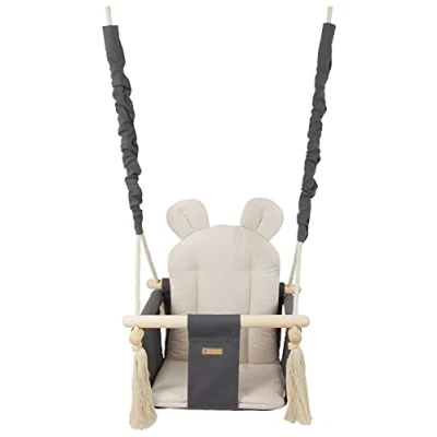 Abbildung von Kinderschaukel Babyschaukel Indoor Schaukel Hängeschaukel Sitzschaukel Hängesitz (Muster: grau beige)