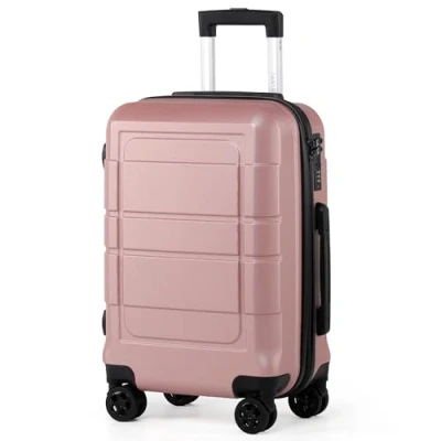 Abbildung von TANTOMI Hartschalen Handgepäck Koffer aus ABS+PC Reisekoffer mit 4 Drehbaren Rollen (360), Trolley Aluminium Teleskopstange und 3 Stelige Zahlenschloss (M 41L, Rosa Gold)