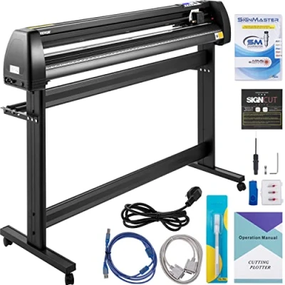 Abbildung von VEVOR Vinyl Schneideplotter 1350 mm, Folienschneider Max. Schnittbreite 1260 Plottermaschine Schnittgeschwindigkeit 800 mm/s, Folienplotter mit Signcut &amp; Signmaster, Hobbz Plotter, 25 kg…