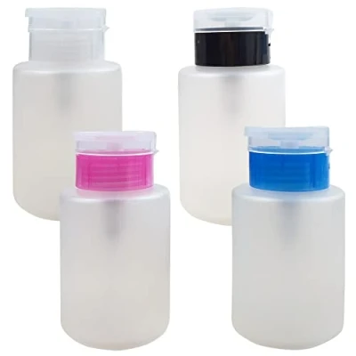 Abbildung von Dispenser Pumpflasche,4 Stück 150ml Nagellackentferner Flasche Transparent Drücken Pumpspender Leer Plastikflasche Flüssiger Flaschen Behälter Reiseflasche für Entferner