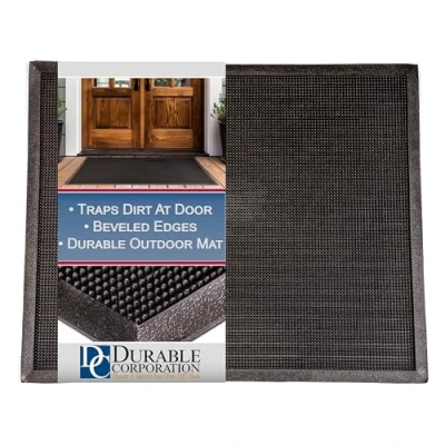 Abbildung von Durable Fußmatte, strapazierfähig, Gummi, Fingerspitze, für den Außenbereich, 24&quot; x 32&quot;, Schwarz, 1